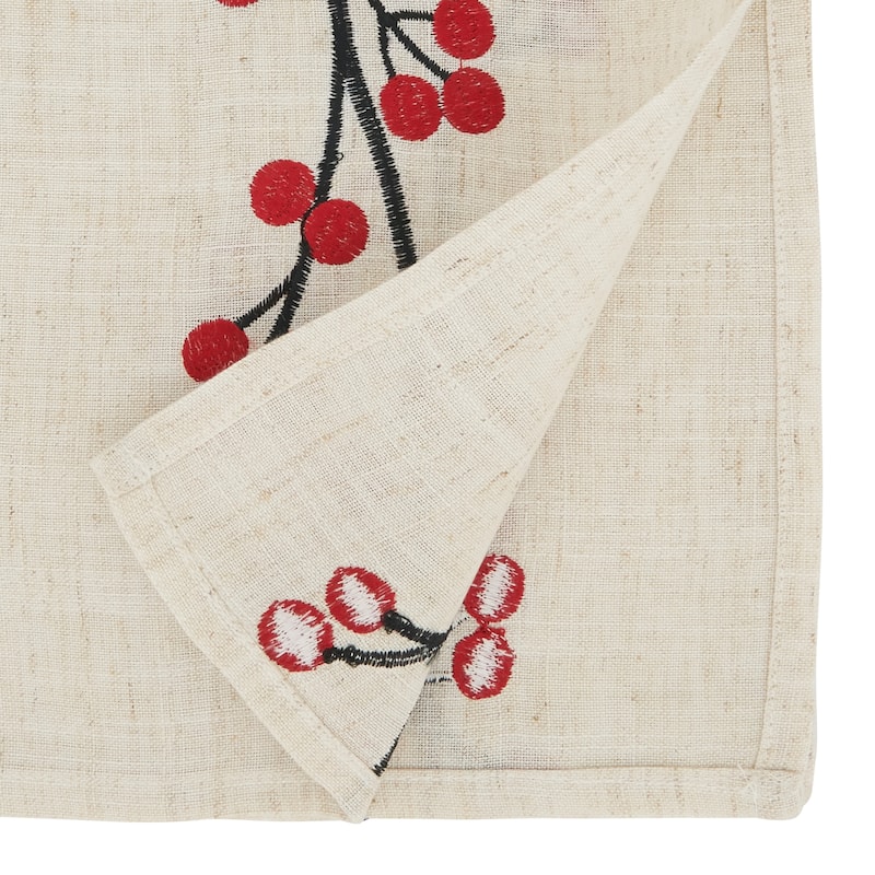 Festive Embroidered Berry Table Runner - 16"x72"