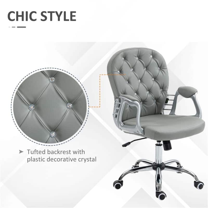Faux Leather and Nylon Wheels Office Chair with Swivel, Wheels and Tilt - 23.5" W x 23.75" D x 36.5" -40.5" H