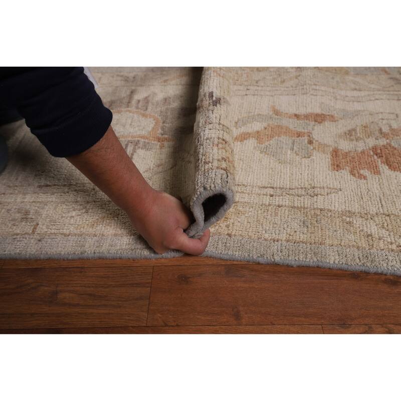 Vegetable Dye Oushak Turkish Rug Hand-Knotted Oriental Wool Carpet - 9'2"x 11'8"
