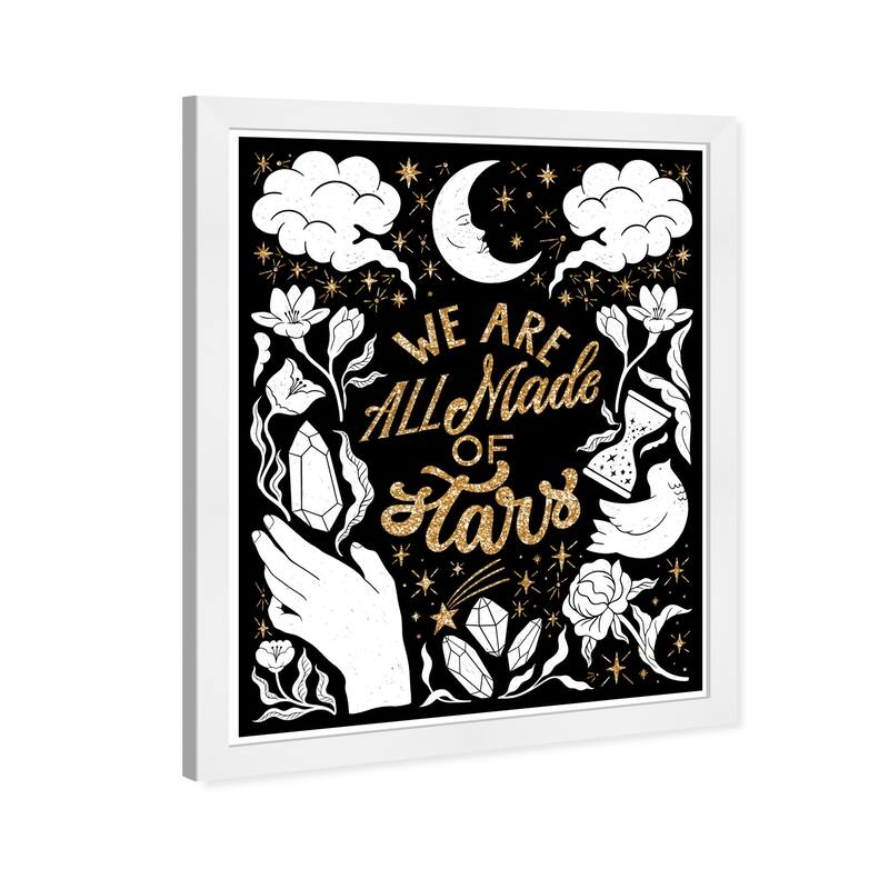 Wynwood Studio Prints Typography and Quotes Made of Stars Black and Metallic Gold Bohemian & Eclectic Wall Art Canvas Print
