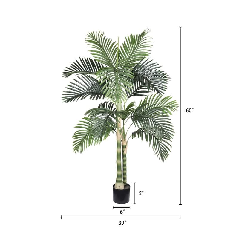 Lush Black Pot Golden Cane Palm - Lifelike Tropical Faux Plant for Indoor & Outdoor Spaces