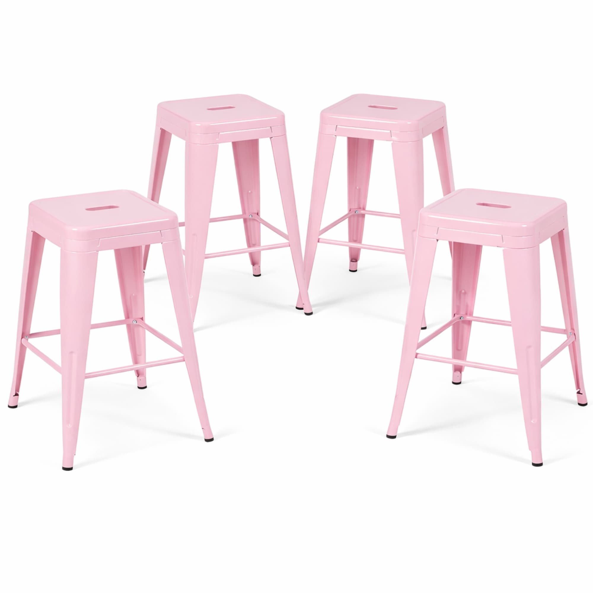 24-Inch Iron Backless Counter Stools, Set of 4 with Detachable Frame ...