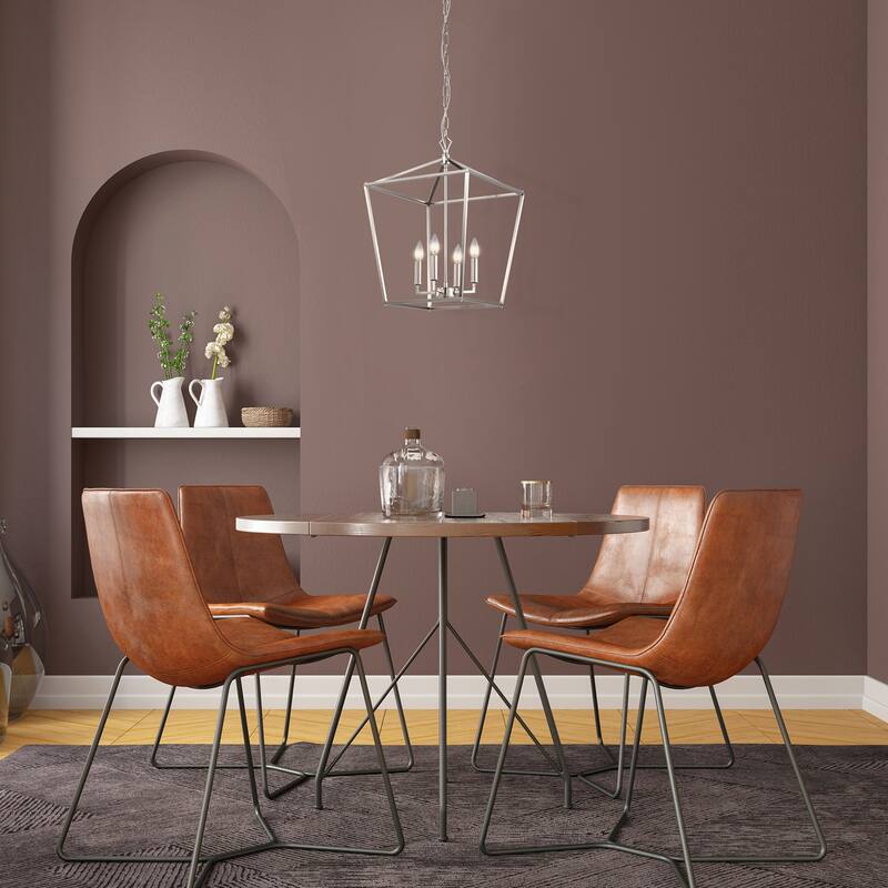 Brushed Nickel 4-Light Lantern Pendant 16 in with Sleeve - Brushed Nickel