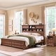 preview thumbnail 15 of 66, Farmhouse Bed Frame with 54" Tall Storage Bookcase Headboard Reclaimed Barnwood - King