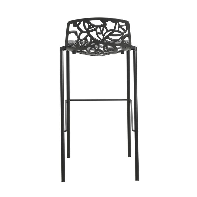 Devon Modern Aluminum Bar Stool - Mid-Century Counter Stool with Backrest and Powder-Coated Legs for Kitchen or Dining Set of 2