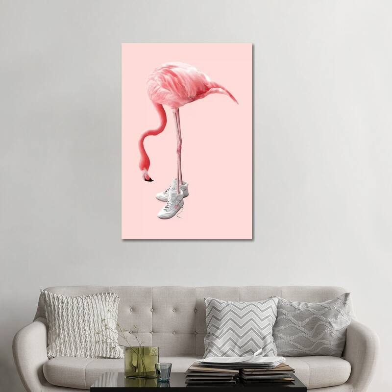 iCanvas "Sneaker Flamingo" by Jonas Loose Canvas Print - 48x32x1.5
