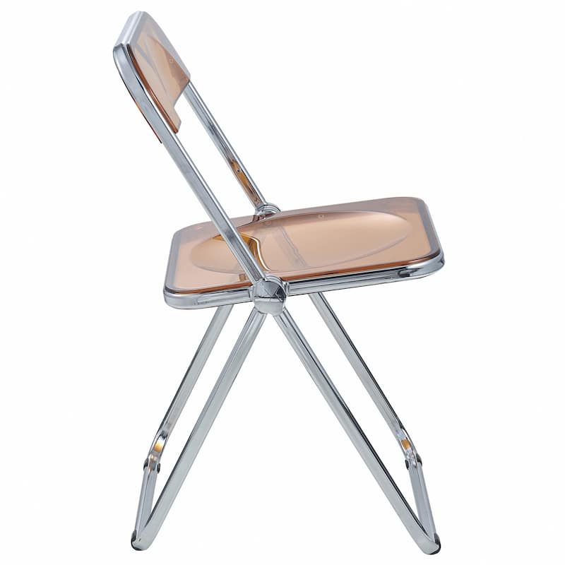 LeisureMod Lawrence Acrylic Folding Dining Chairs and Dining Table Set