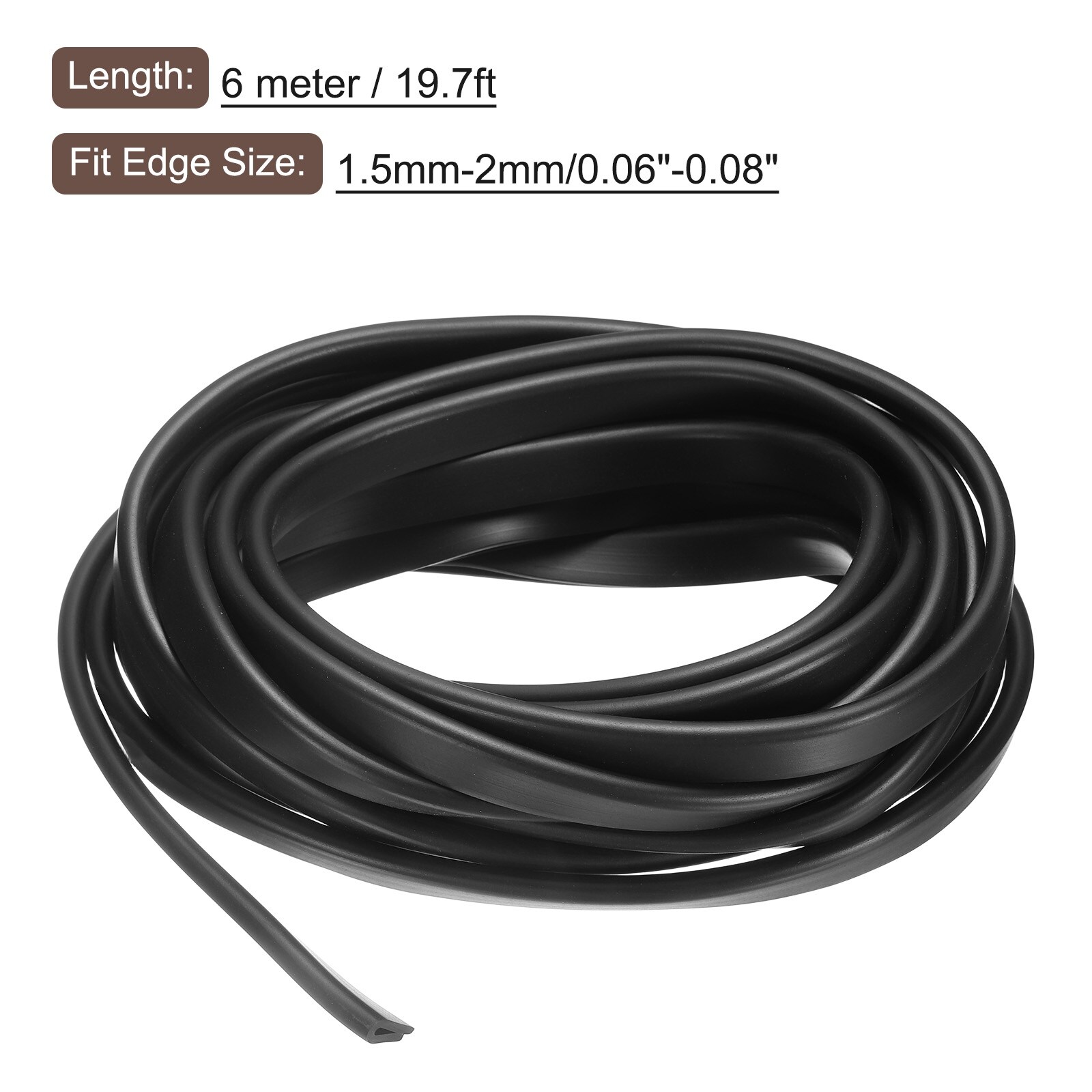 Rubber U Channel Trim, Guard Seal Strip Edge Protector Flat Type - Black