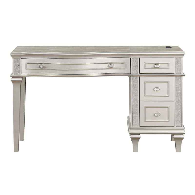 Aurelia Silver Oak 4-Drawer Vanity Table - N/A