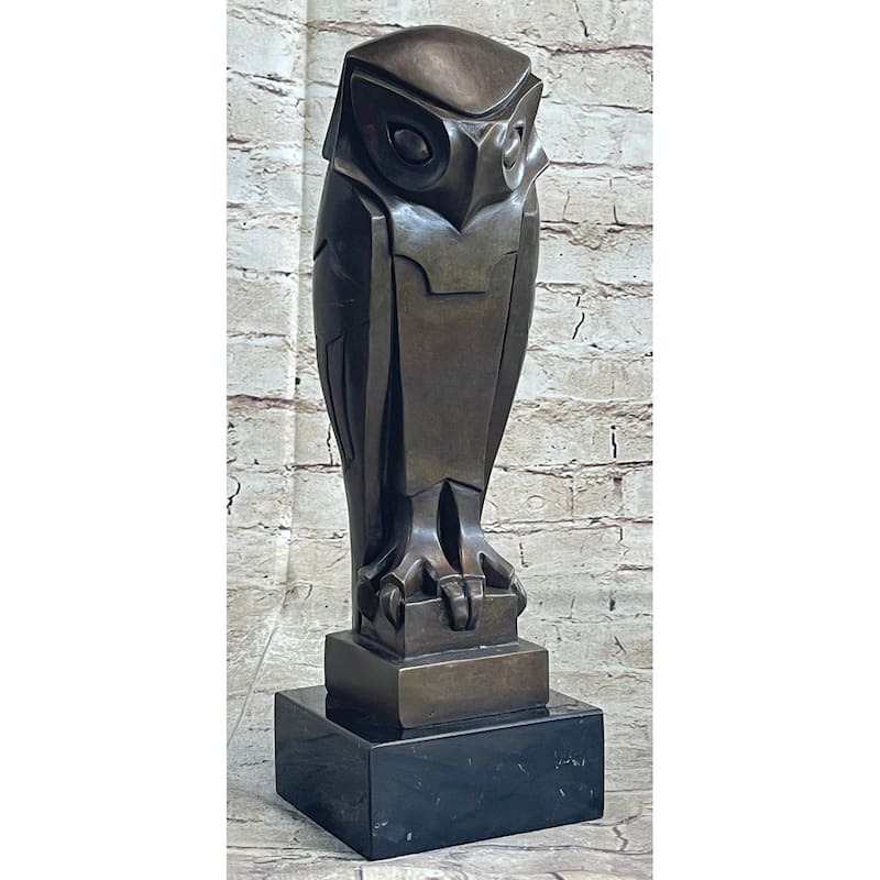 Art Deco Owl Pure Vienna Bronze Statue On A Marble Base Figurine Sculpture Gift