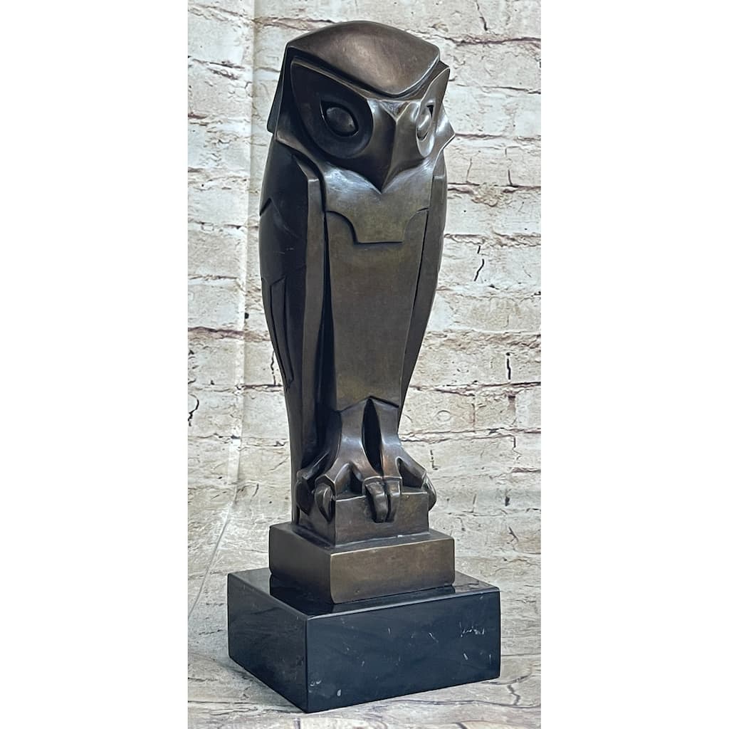 Art Deco Owl Pure Vienna Bronze Statue On A Marble Base Figurine Sculpture Gift