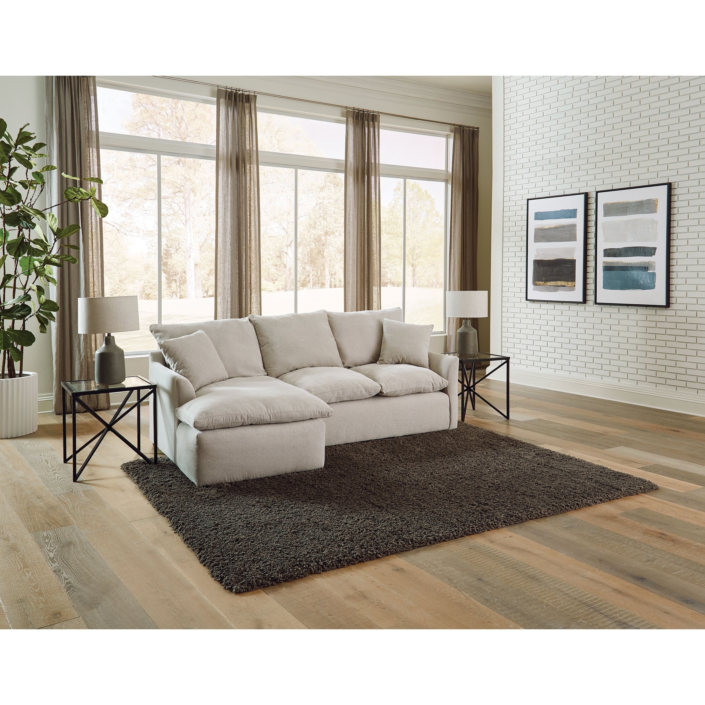 Rusk 2 Piece Fabric Sofa Chaise Natural On Sale Bed Bath