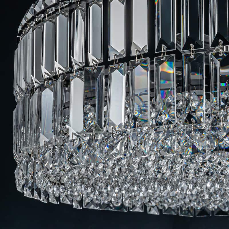 8-Lights Modern Drum Crystal Chandelier Round Dining Room Light Fixture