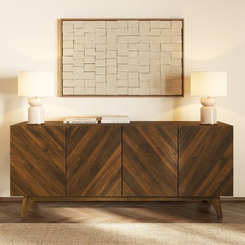 Edgemod Soren 70" Chevron Wood Grain Pattern Sideboard