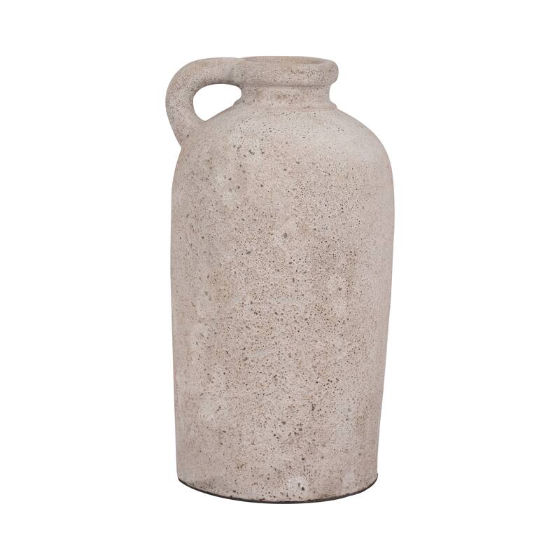Pottery Terracotta Vase Handled Design Casual Decor - 16" Ivory