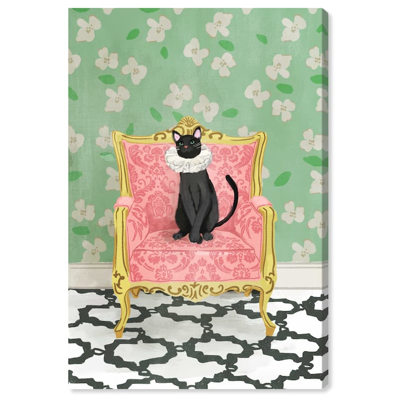 Wynwood Studio Canvas Animals Purring Queen Green and Pastel Green Modern & Contemporary Wall Art Canvas Print - Green, Pink
