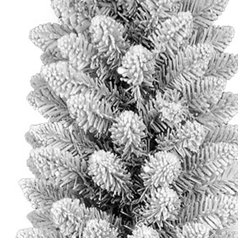 HomeRoots 7' White Slender Flocked Fir Christmas Tree - 25.00 in. x 84.00 in. x 25.00 in.