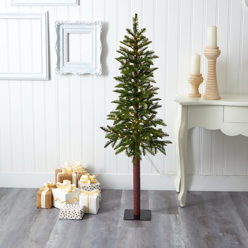 5ft. Alpine Artificial Christmas Tree with 100 Clear Microdot Multifunction LED Lights - Charming Small X-Mas Tree