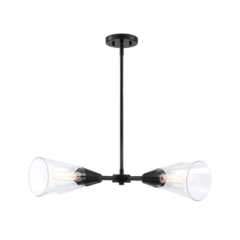 Norro 30 in. 4-Light Matte Black Modern Chandelier with Clear Glass Shades