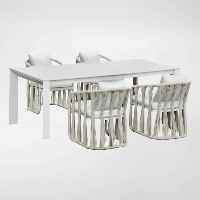 Alexa Outdoor Dining Set - White 5-PC