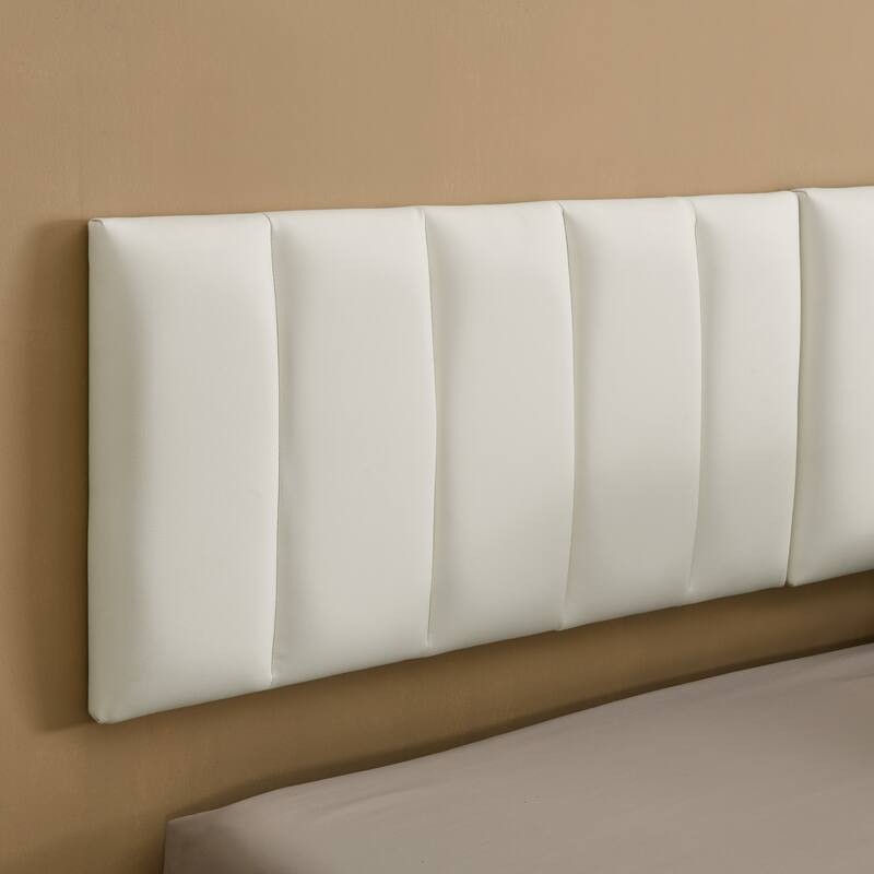 Queen Floating Bed Frame with LED Lights and Wall Mounted Headboard Low Profile Led Platform Bed Frame,No Box Spring Needed