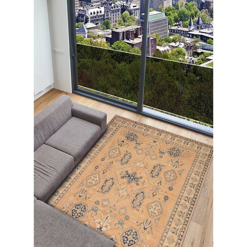 ECARPETGALLERY Hand-knotted Finest Ghazni Tan Wool Rug - 10'9 x 14'4