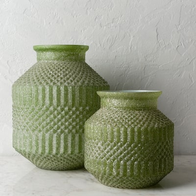 Livabliss Cena Boho Frosted Glass Vase Set (2-piece)