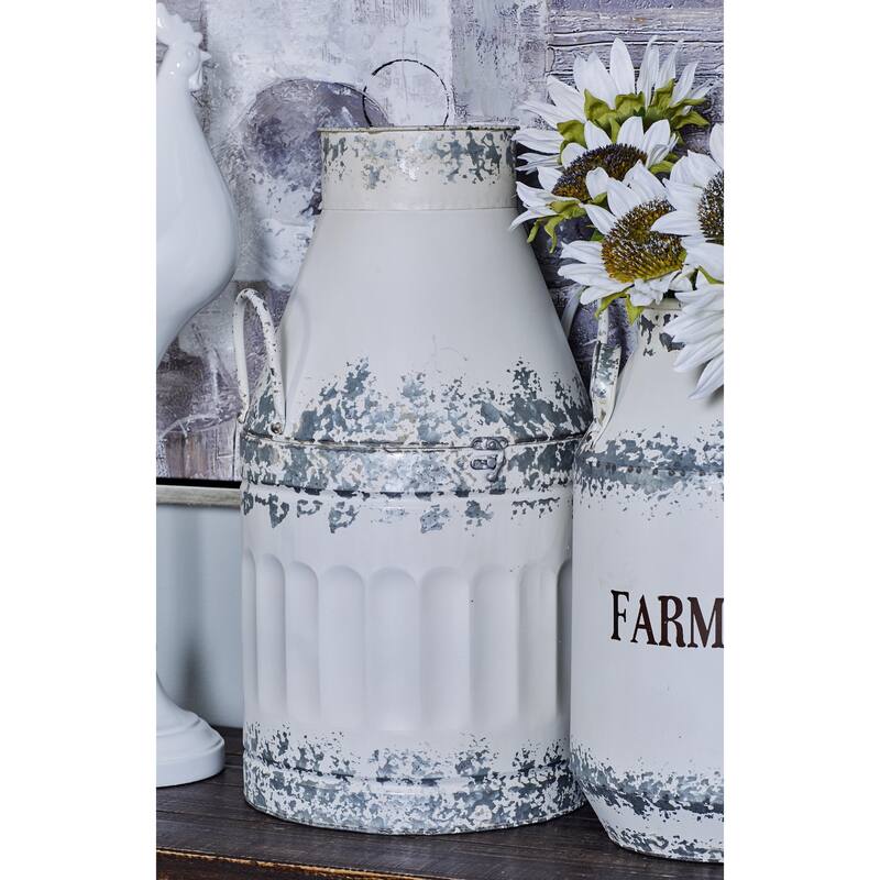 Metal Decorative Vase - Set of 2 White - Roche River Decor
