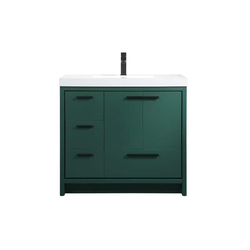 Elegant Lighting VF46036M Wyatt 36" Free Standing Single Basin Vanity - Green - Painted