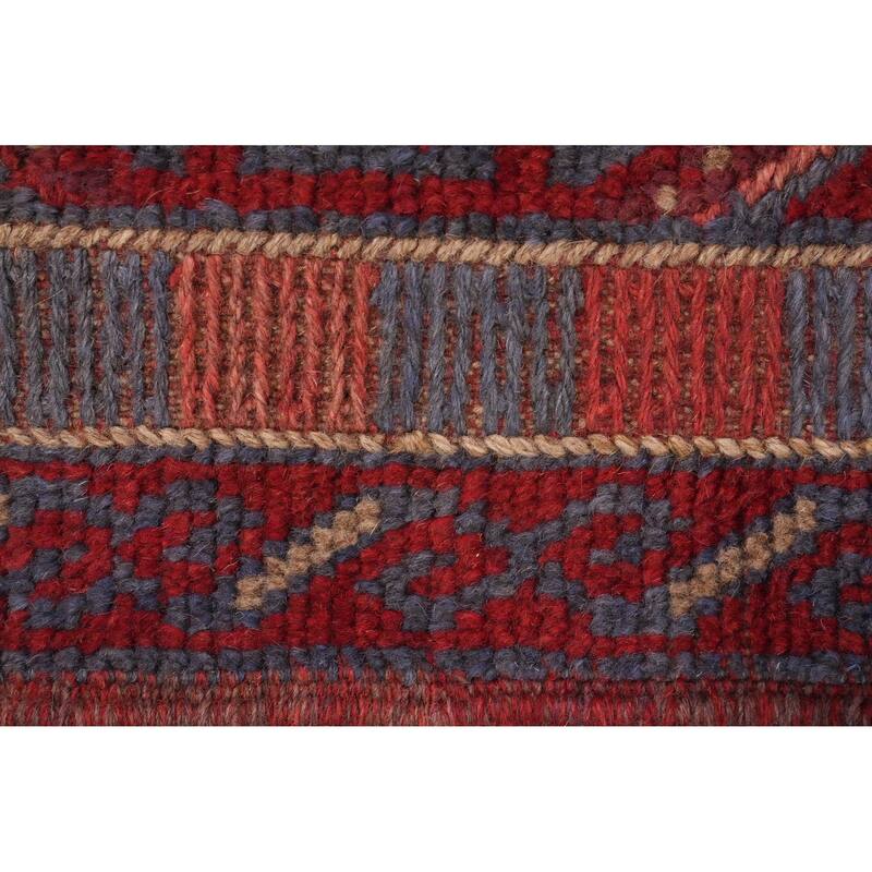 Hand Knotted Oriental 100% Wool Carpet Traditional Tribal Red Balouch Runner Rug - 7' 5'' X 1' 11''