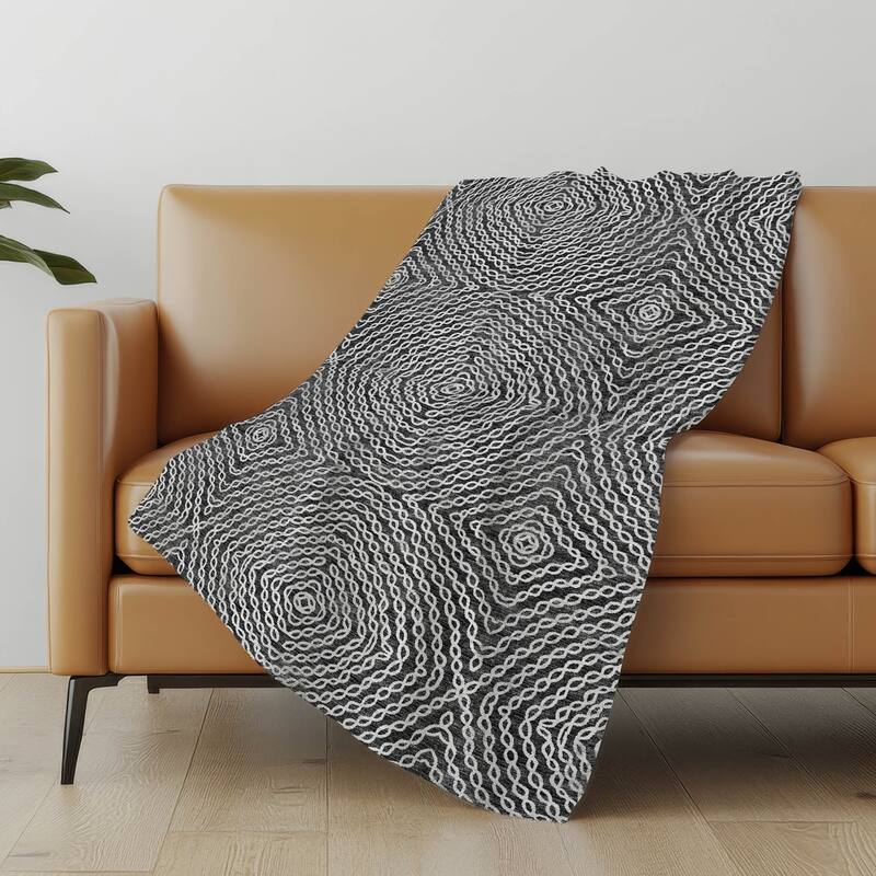 Premium Machine Washable ASB74 Modern Links Sherpa Throw Blanket - Shadow - 4'2" x 5'10"