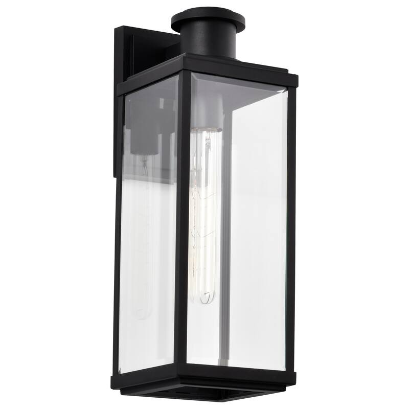Luca Large Outdoor Lantern Sand Black Finish Clear Beveled Glass - Sand Black - Sand Black