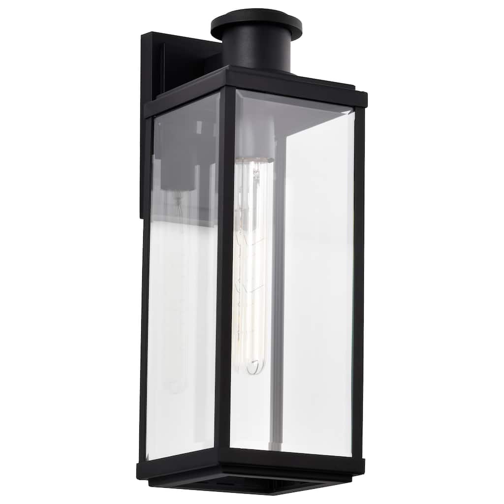 Luca Large Outdoor Lantern Sand Black Finish Clear Beveled Glass - Sand Black