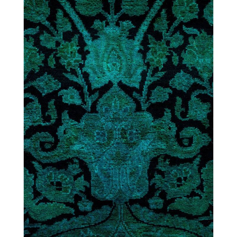 Overton Hand Knotted Wool Vintage Inspired Modern Contemporary Overdyed Blue Area Rug - 4' 7" x 6' 9"