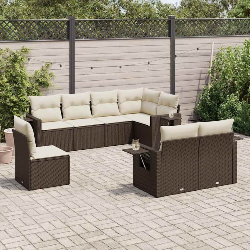 vidaXL Garden Sofa Set - Brown and cream With table