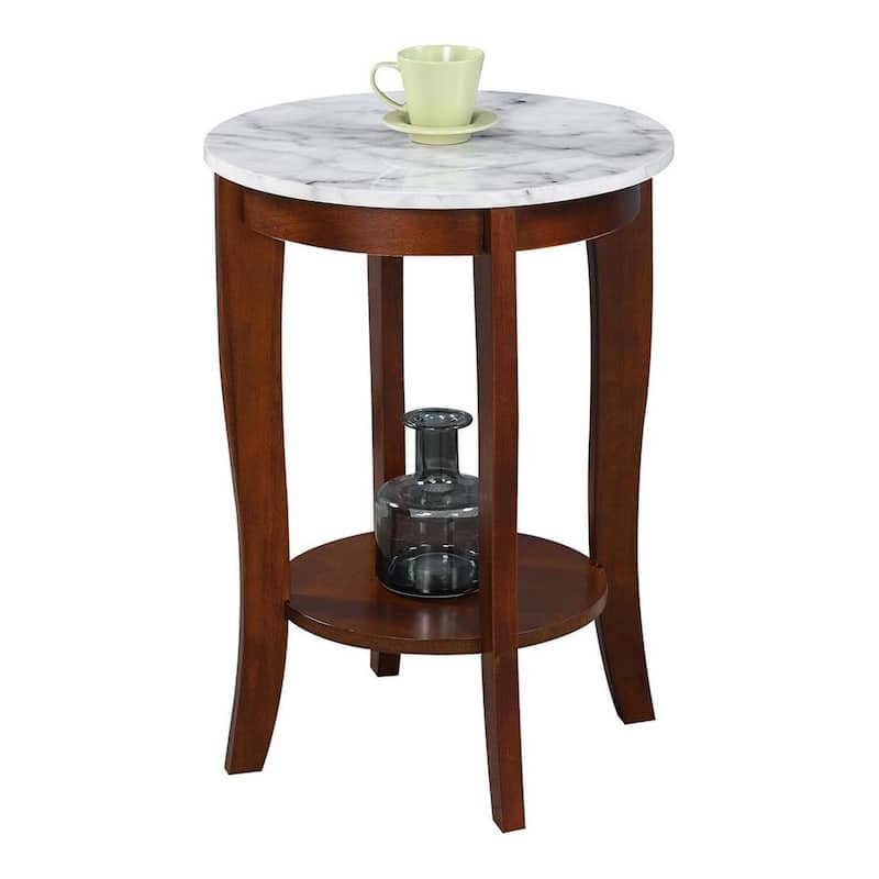Round End Table - Modern Side Table with Storage Shelf, 24" Height - White Finish - 24