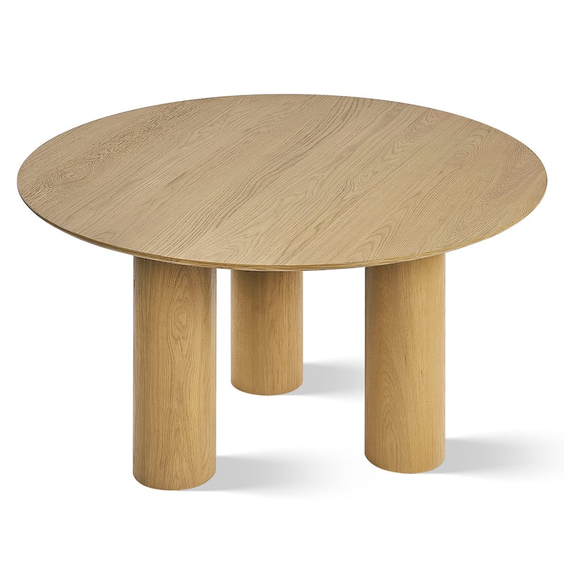 3 Legged 52" Solid Oak Round Dining Table