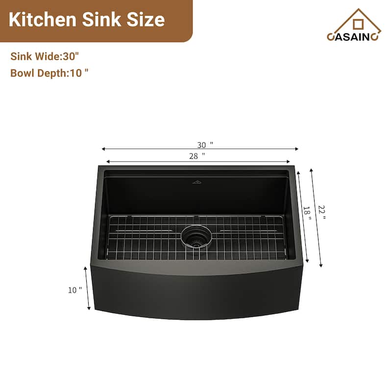 Stainless Steel 30 in. Single Bowl Farmhouse Apron Workstation Kitchen Sink with Brushed Nickel Faucet and Accessories