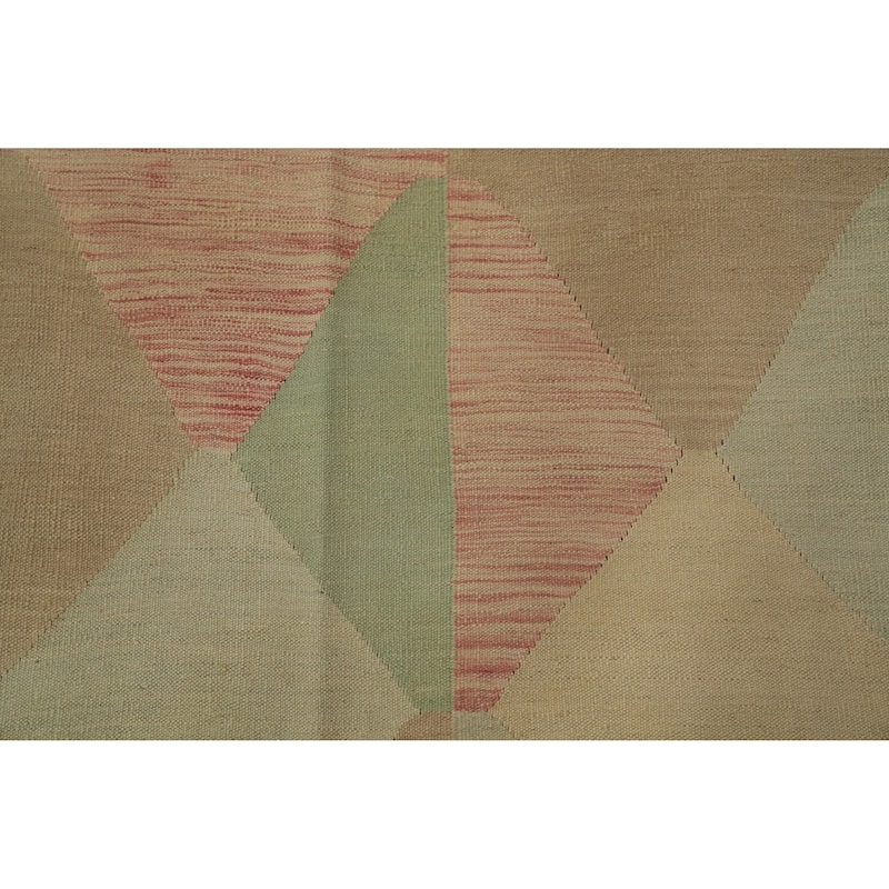Hand Woven Oriental 100% Wool Carpet Southwestern Modern Multi-Colored Kilim Area Rug - 9' 9'' X 7' 10''