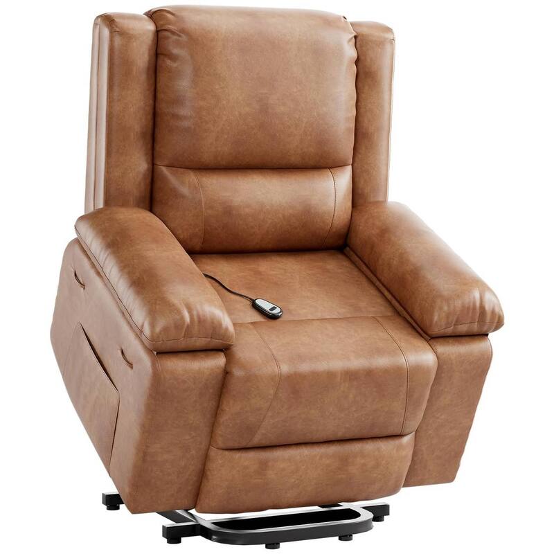 Power Lift Recliner Sofa Chair, Lounge Sofa with Built-in Massage for Living Room, Bedroom - Brown