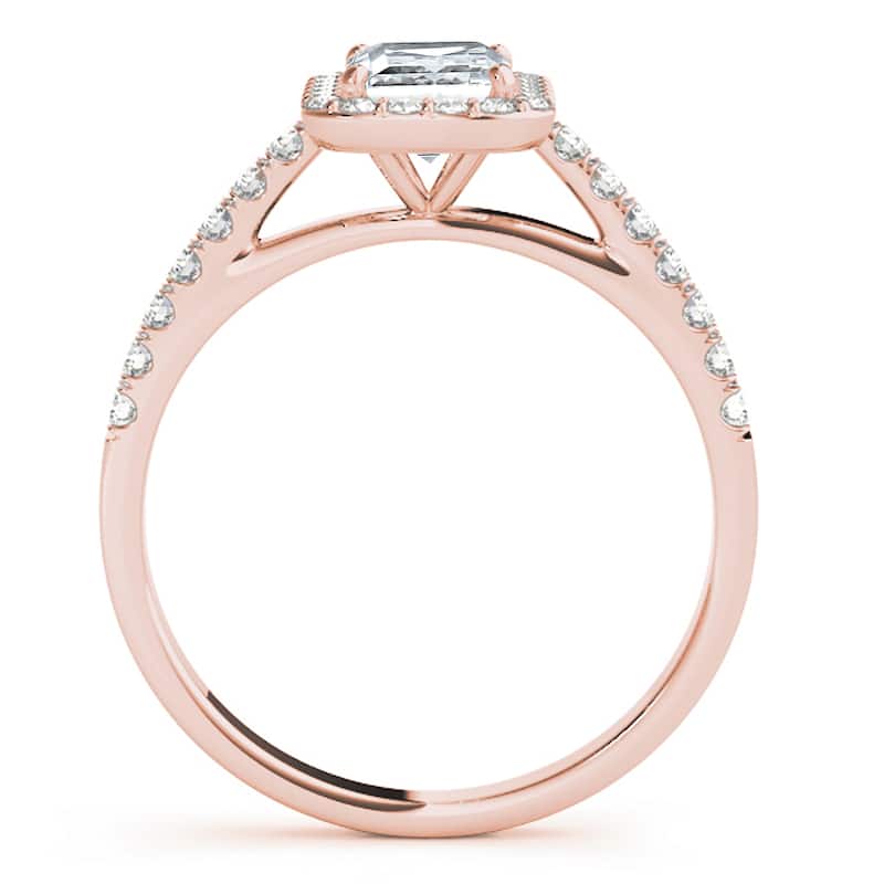Auriya 14k Rose Gold Lab Grown Emerald Diamond Halo Engagement Ring 0.50 to 5.00 ct. tw. (F-G VS)