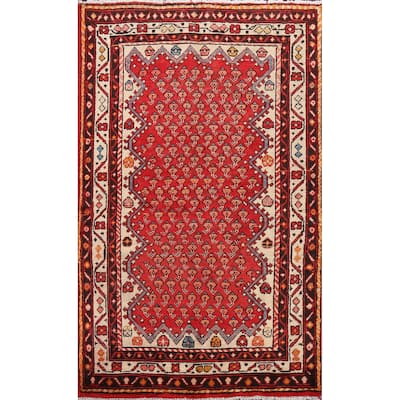 Red Paisley Botemir Persian Wool Area Rug Hand-knotted Foyer Carpet - 3'3" x 5'3"