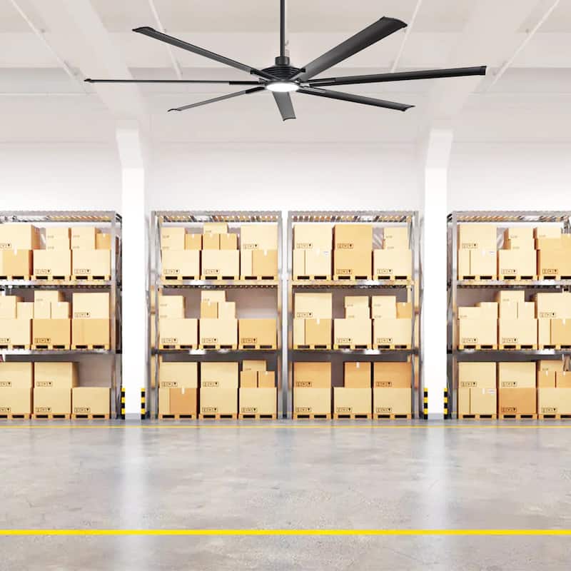 Ceiling Fan Industrial 100" Modern Black 7-Blade LED Light