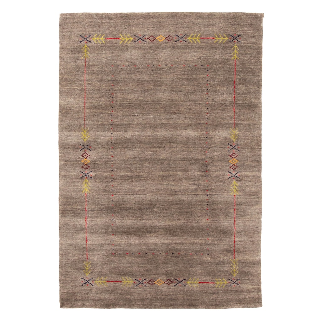 ECARPETGALLERY Hand Loomed Kashkuli Gabbeh Grey Wool Rug - 3'10 x 5'9