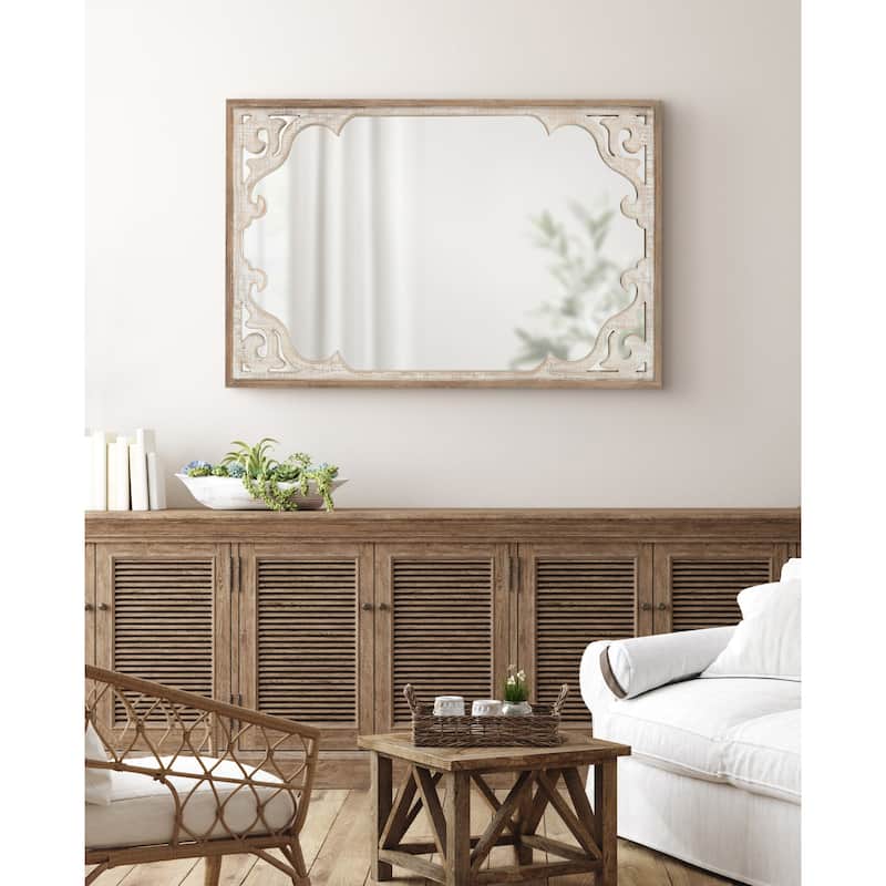 Kate and Laurel Shovali Framed Wall Mirror - Rustic Brown/White - 22x34