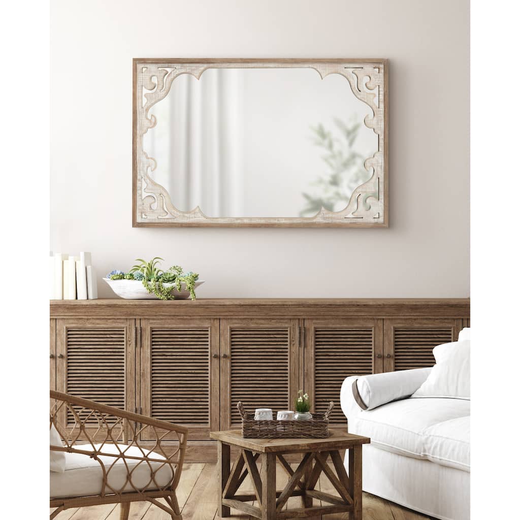 Kate and Laurel Shovali Framed Wall Mirror - Rustic Brown/White - 22x34