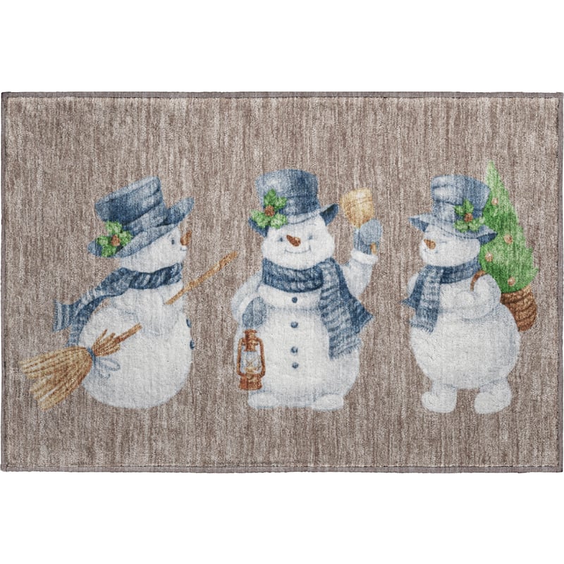 Premium Washable Super Soft Winter Holiday Snowman Mayfield Rug