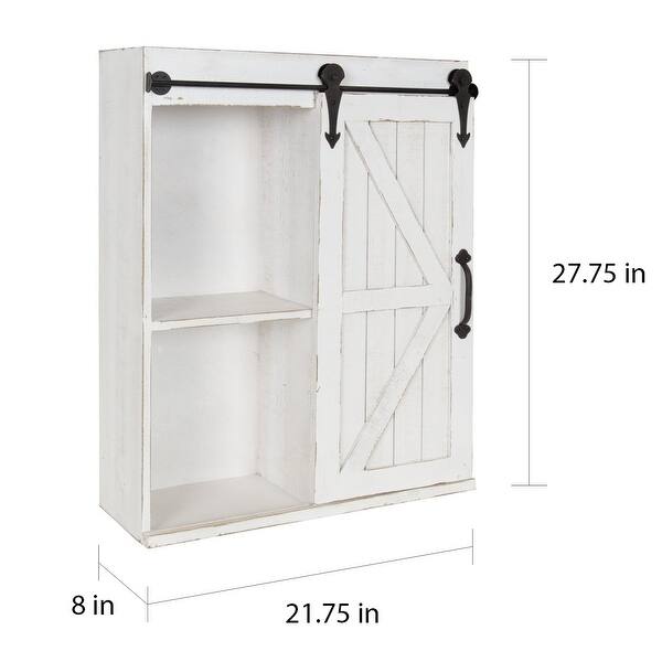 Kate And Laurel Cates Wood Wall Storage Cabinet With Sliding Barn Door Overstock 20987280