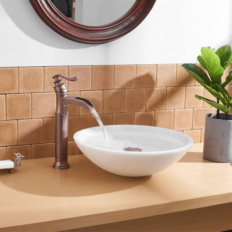 Waterfall Bathroom Vessel Faucet With Drain Assembly Single Handle Bathroon Vessel Sink Faucets One Hole Basin Vanity High Taps