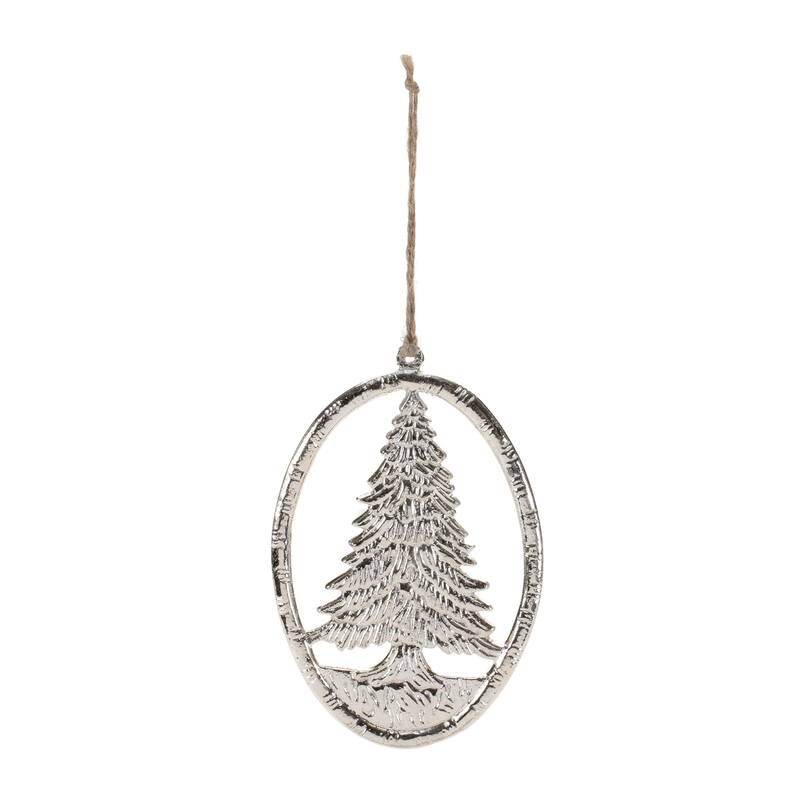 Etched Metal Pine Tree Ornament (Set of 12) - N/A